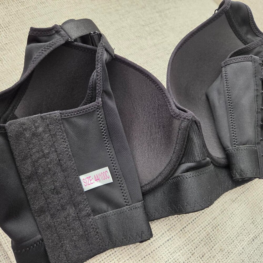 2 PACK-NEW- Women's Full Figure Back Smoothing Bras Wirefree - Black/Beige 44C - Picture 5 of 6